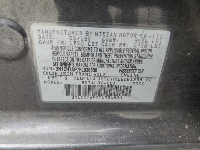 Photo 13 from auction – 2015 NISSAN VERSA S with VIN 3N1CN7AP7FL936800