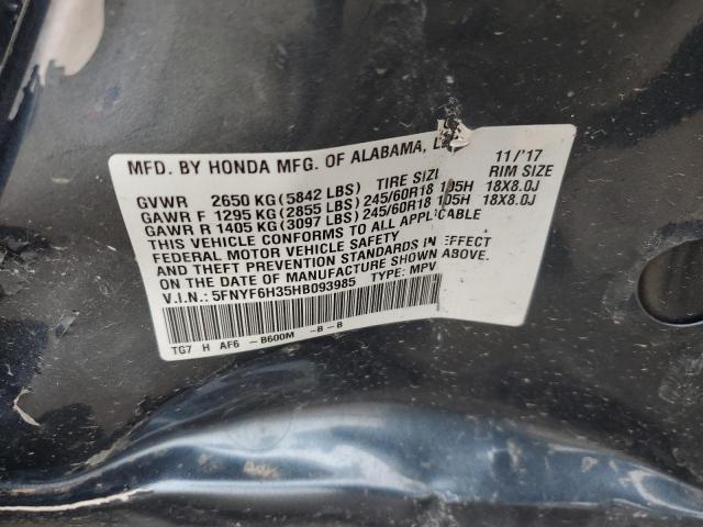 Photo 14 from auction – 2017 HONDA PILOT EX with VIN 5FNYF6H35HB093985