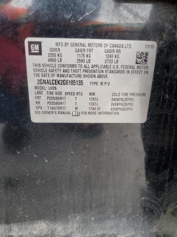 Photo 14 from auction – 2016 CHEVROLET EQUINOX LT with VIN 2GNALCEK2G6185135