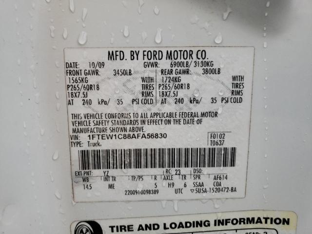 Photo 13 from auction – 2010 FORD F150 SUPER with VIN 1FTEW1C88AFA56830