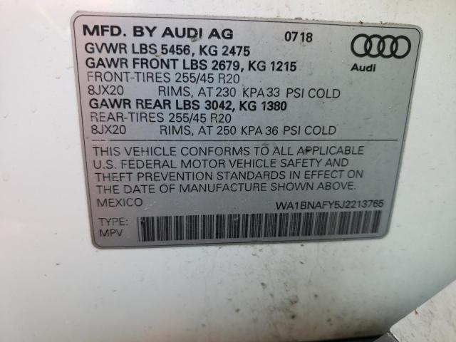 Photo 14 from auction – 2018 AUDI Q5 PREMIUM with VIN WA1BNAFY5J2213765