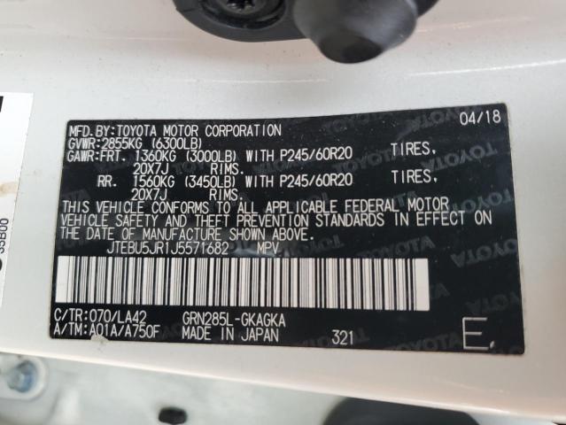 Photo 14 from auction – 2018 TOYOTA 4RUNNER SR with VIN JTEBU5JR1J5571682