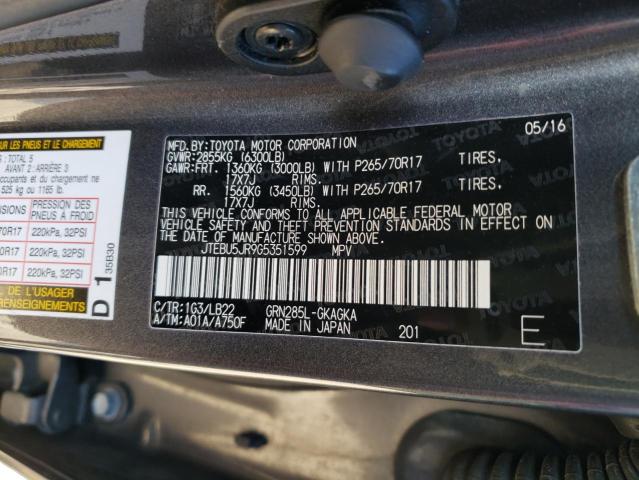 Photo 14 from auction – 2016 TOYOTA 4RUNNER SR with VIN JTEBU5JR9G5351599