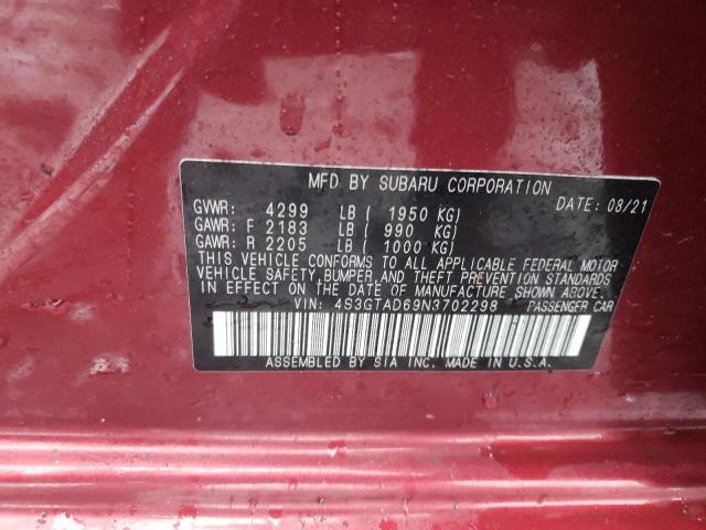Photo 12 from auction – 2022 SUBARU IMPREZA PR with VIN 4S3GTAD69N3702298