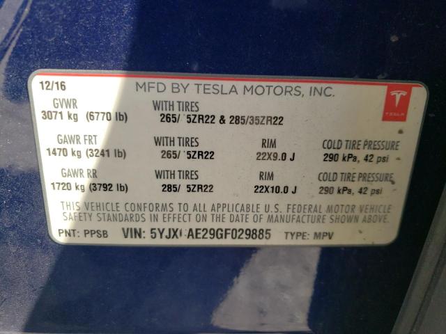 Photo 14 from auction – 2016 TESLA MODEL X with VIN 5YJXCAE29GF029885