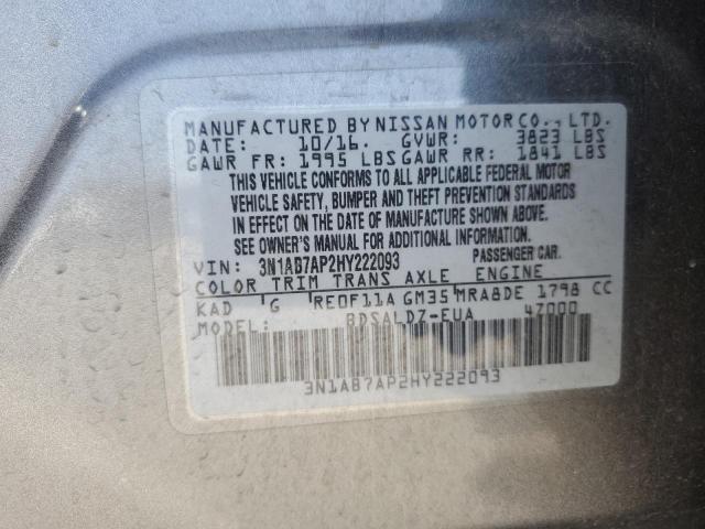 Photo 12 from auction – 2017 NISSAN SENTRA S with VIN 3N1AB7AP2HY222093
