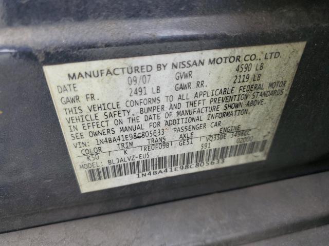 Photo 12 from auction – 2008 NISSAN MAXIMA SE with VIN 1N4BA41E98C805633