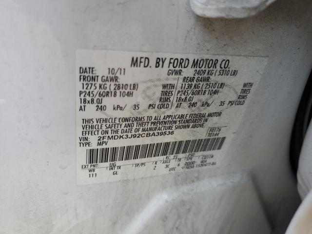 Photo 13 from auction – 2012 FORD EDGE SEL with VIN 2FMDK3J92CBA39536
