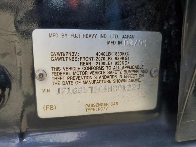 Photo 12 from auction – 2005 SUBARU IMPREZA RS with VIN JF1GG67505H801220