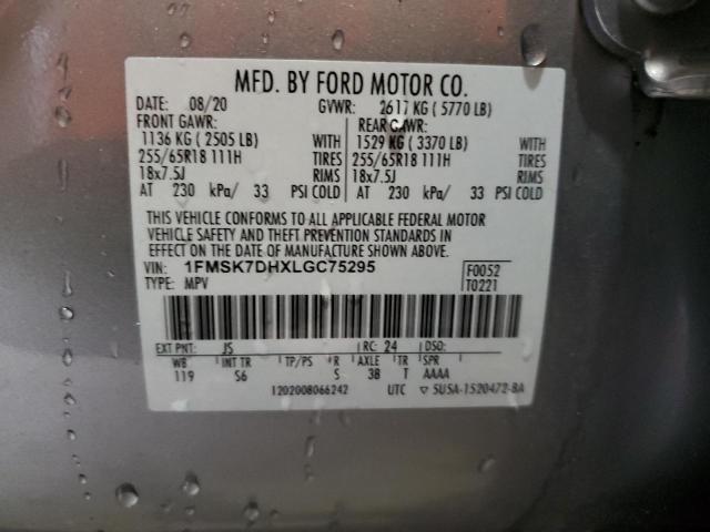 Photo 13 from auction – 2020 FORD EXPLORER X with VIN 1FMSK7DHXLGC75295