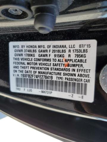 Photo 12 from auction – 2015 HONDA CIVIC SE with VIN 19XFB2F74FE278419