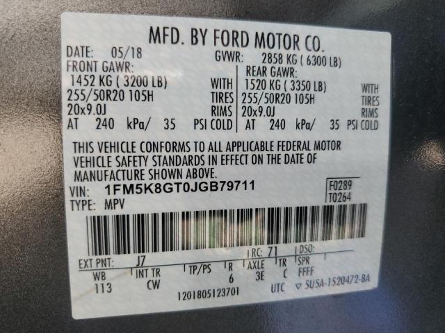Photo 14 from auction – 2018 FORD EXPLORER S with VIN 1FM5K8GT0JGB79711