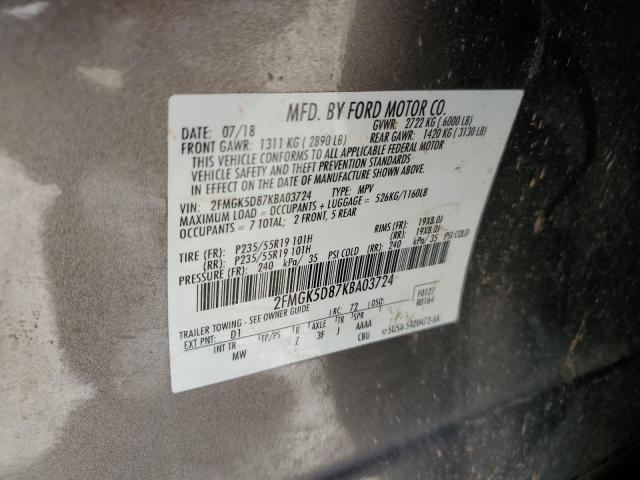 Photo 13 from auction – 2019 FORD FLEX LIMIT with VIN 2FMGK5D87KBA03724