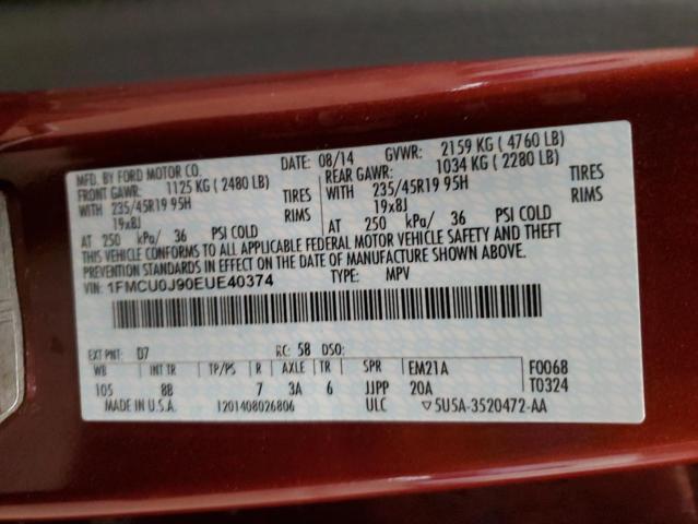 Photo 12 from auction – 2014 FORD ESCAPE TIT with VIN 1FMCU0J90EUE40374