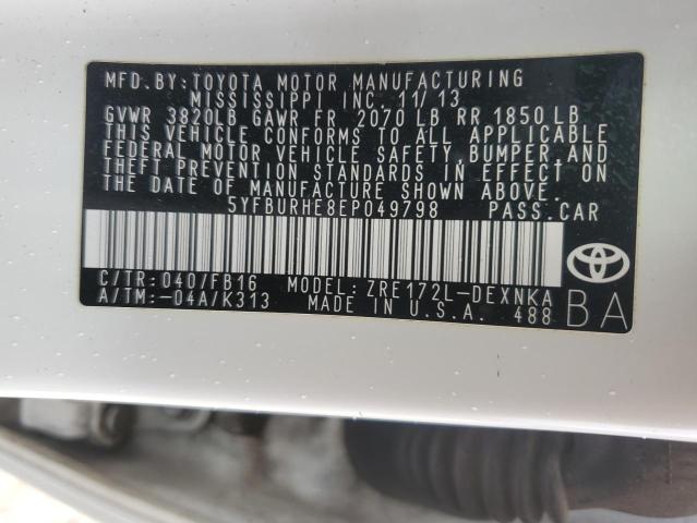 Photo 13 from auction – 2014 TOYOTA COROLLA L with VIN 5YFBURHE8EP049798