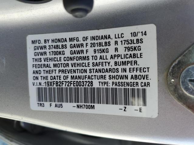 Zdjęcie 12 z aukcji – 2015 HONDA CIVIC SE z VIN 19XFB2F72FE003728