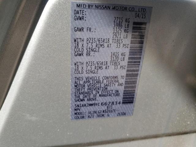 Photo 14 from auction – 2015 NISSAN PATHFINDER with VIN 5N1AR2MM9FC667834