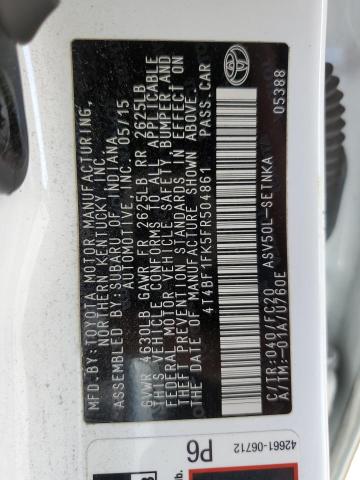 Photo 12 from auction – 2015 TOYOTA CAMRY LE with VIN 4T4BF1FK5FR504861
