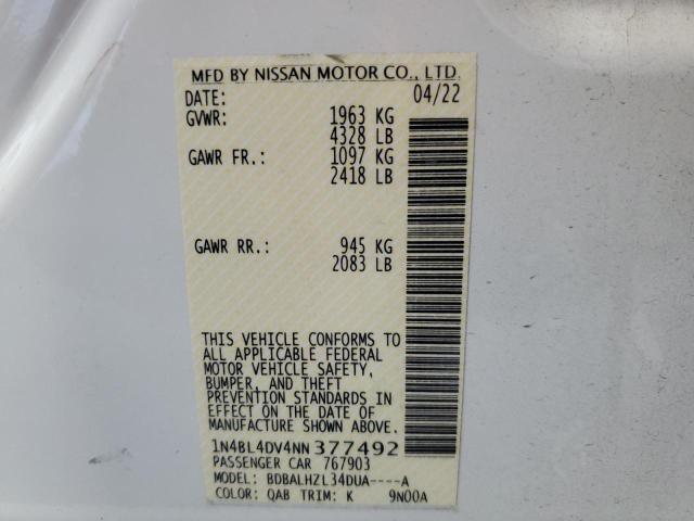 Photo 12 from auction – 2022 NISSAN ALTIMA SV with VIN 1N4BL4DV4NN377492