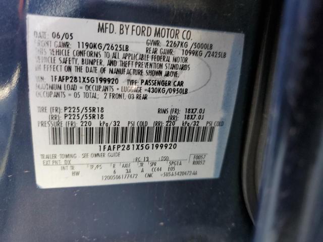 Photo 12 from auction – 2005 FORD FIVE HUNDR with VIN 1FAFP281X5G199920