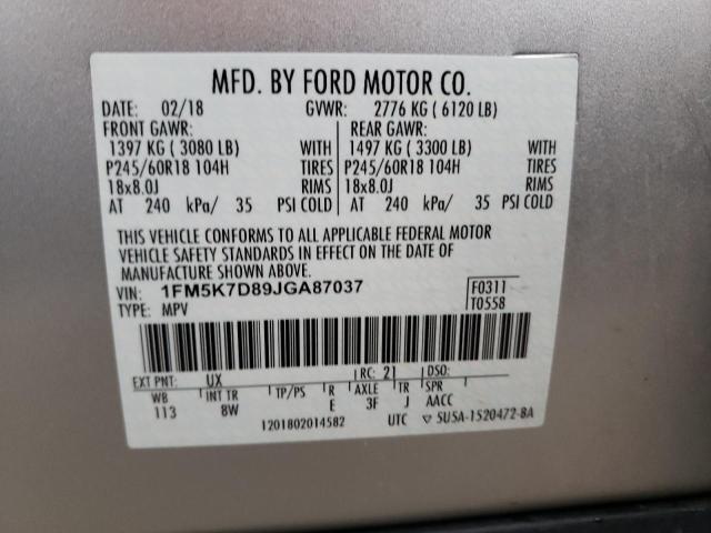 Photo 14 from auction – 2018 FORD EXPLORER X with VIN 1FM5K7D89JGA87037