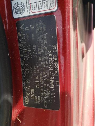Photo 13 from auction – 2009 KIA SPECTRA EX with VIN KNAFE221195634069