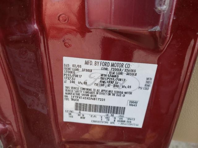 Photo 12 from auction – 2005 FORD F150 with VIN 1FTPX145X5NB17231