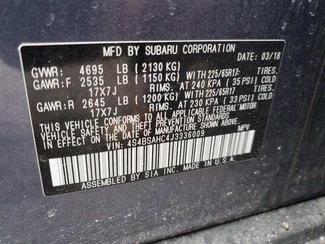 Photo 12 from auction – 2018 SUBARU OUTBACK 2. with VIN 4S4BSAHC4J3336009