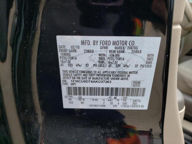 Photo 14 from auction – 2010 FORD ESCAPE XLT with VIN 1FMCU9D74AKC07263