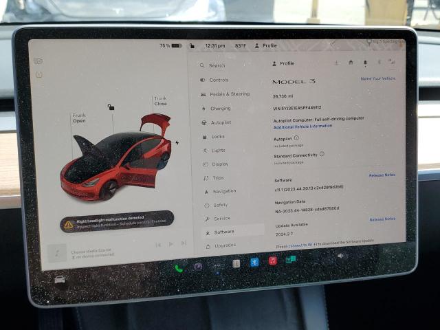 Photo 9 from auction – 2023 TESLA MODEL 3 with VIN 5YJ3E1EA5PF449112