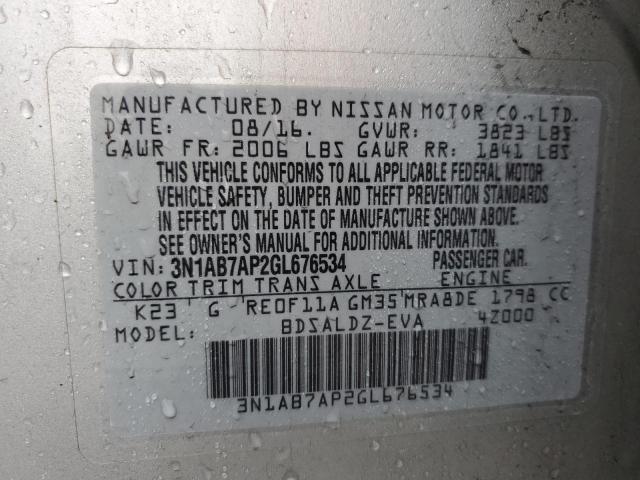 Photo 12 from auction – 2016 NISSAN SENTRA S with VIN 3N1AB7AP2GL676534