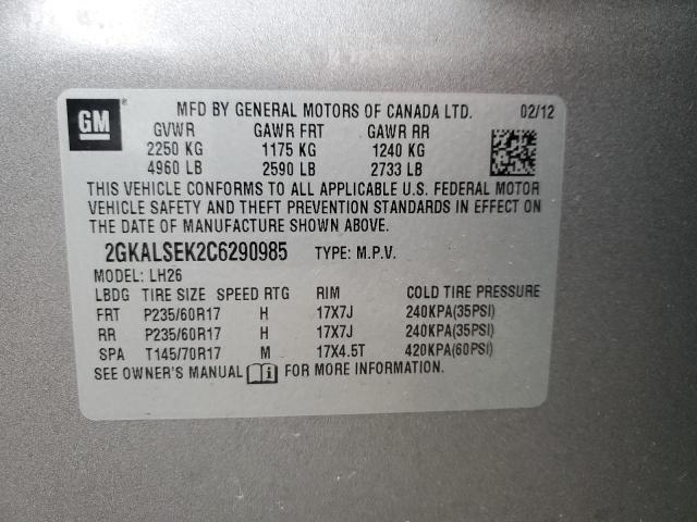 Photo 14 from auction – 2012 GMC TERRAIN SL with VIN 2GKALSEK2C6290985