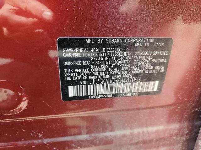 Photo 12 from auction – 2019 SUBARU FORESTER L with VIN JF2SKAUC5KH487053