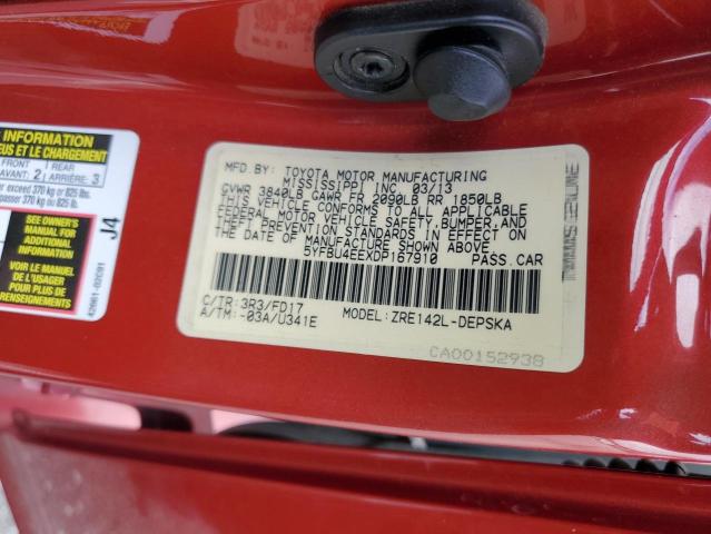 Photo 13 from auction – 2013 TOYOTA COROLLA BA with VIN 5YFBU4EEXDP167910
