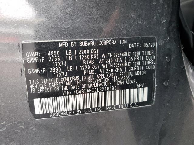 Photo 12 from auction – 2020 SUBARU OUTBACK PR with VIN 4S4BTAEC0L3216180