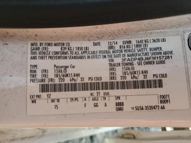 Photo 12 from auction – 2015 FORD FIESTA SE with VIN 3FADP4BJ8FM157281