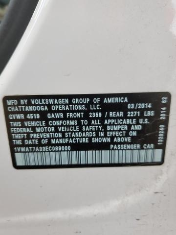 Photo 13 from auction – 2014 VOLKSWAGEN PASSAT S with VIN 1VWAT7A33EC089000