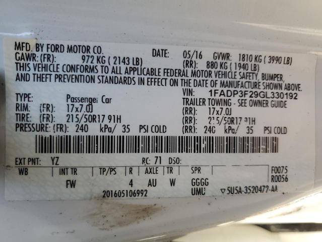 Photo 12 from auction – 2016 FORD FOCUS SE with VIN 1FADP3F29GL330192