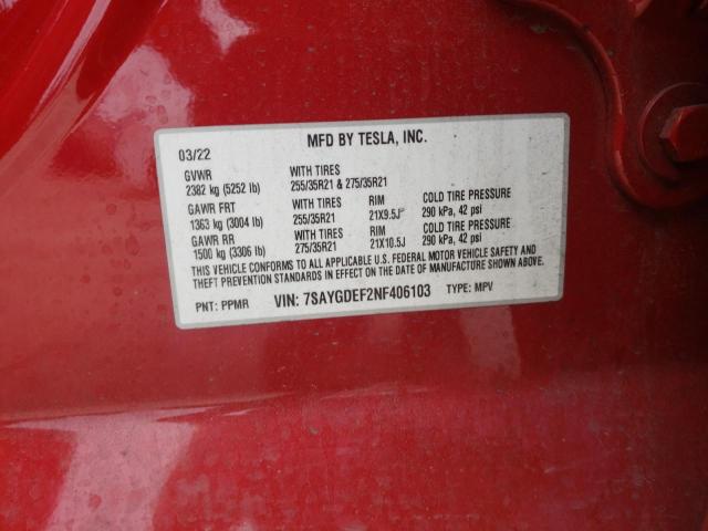 Photo 13 from auction – 2022 TESLA MODEL Y with VIN 7SAYGDEF2NF406103