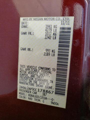 Photo 12 from auction – 2012 NISSAN ALTIMA BAS with VIN 1N4AL2AP3CC178867
