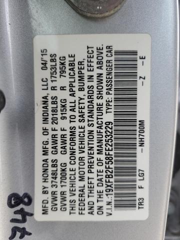 Photo 12 from auction – 2015 HONDA CIVIC LX with VIN 19XFB2F58FE253229