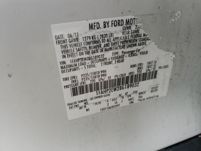 Photo 13 from auction – 2011 FORD TAURUS SEL with VIN 1FAHP2EW2BG189032