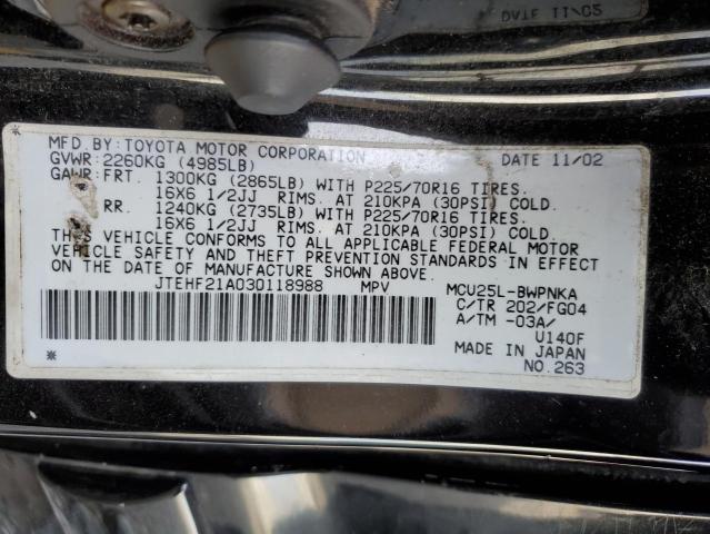 Foto 13 de la subasta – 2003 TOYOTA HIGHLANDER con VIN JTEHF21A030118988