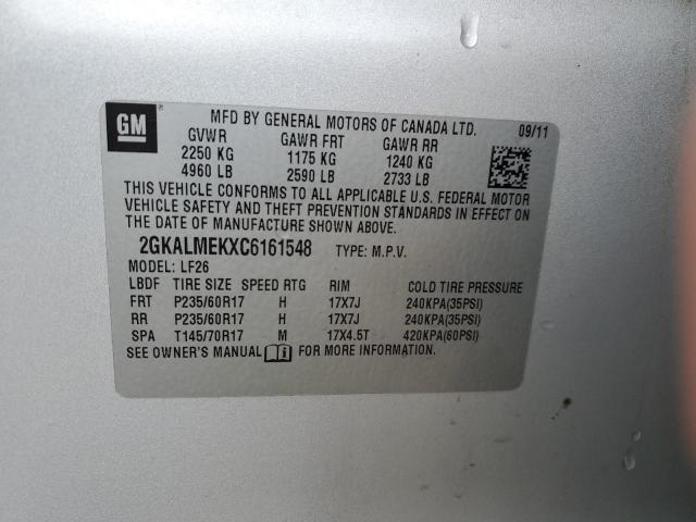 Photo 13 from auction – 2012 GMC TERRAIN SL with VIN 2GKALMEKXC6161548