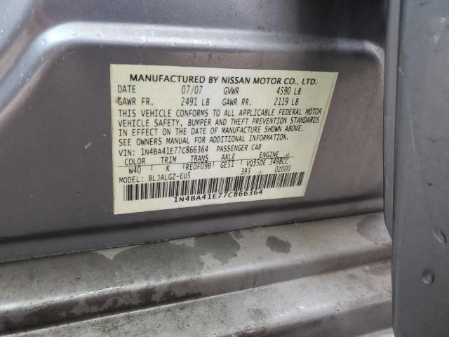Photo 12 from auction – 2007 NISSAN MAXIMA with VIN 1N4BA41E77C866364