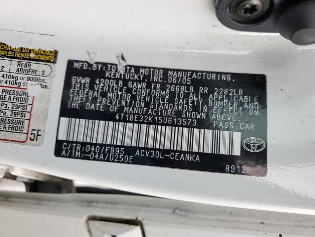 Photo 12 from auction – 2005 TOYOTA CAMRY LE with VIN 4T1BE32K15U613573