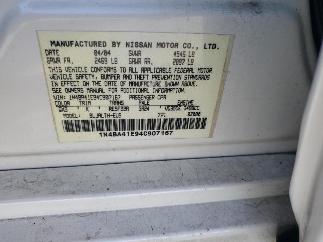 Photo 12 from auction – 2004 NISSAN MAXIMA SE with VIN 1N4BA41E94C907167