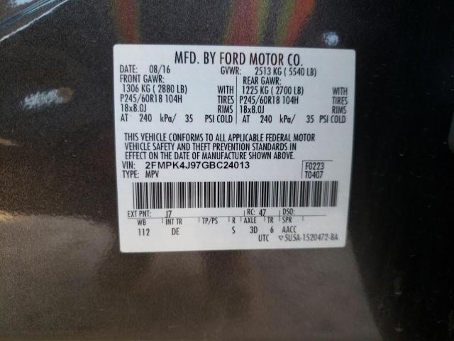 Photo 13 from auction – 2016 FORD EDGE SEL with VIN 2FMPK4J97GBC24013