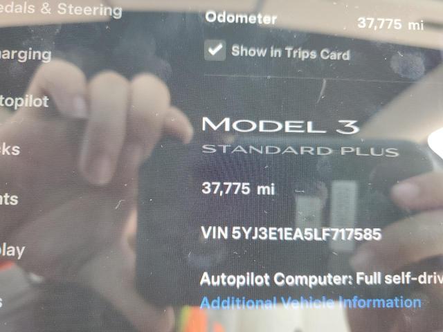 Photo 9 from auction – 2020 TESLA MODEL 3 with VIN 5YJ3E1EA5LF717585