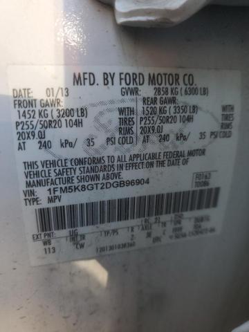 Photo 14 from auction – 2013 FORD EXPLORER S with VIN 1FM5K8GT2DGB96904